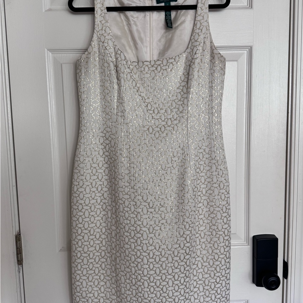 Ralph Lauren White and Gold Patterned Dress